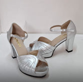 Mariposa Plateado- Taco 8cm- fiesta