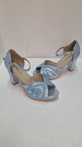 Mariposa brillo cielo- taco 8cm- zapato fiesta/ hormazapatilla